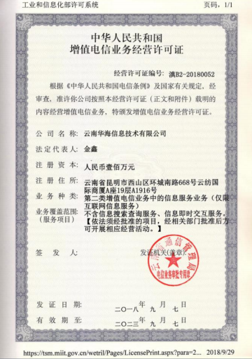 增值电信业务经营许可证
